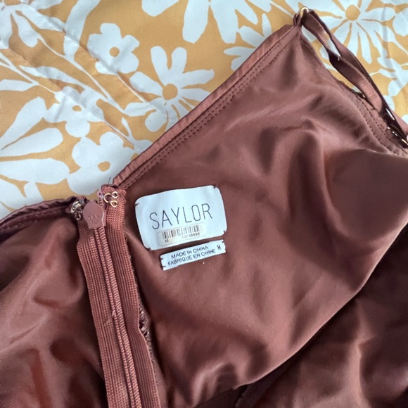 Saylor Harmonie sequin midi brown cocktail dress cutout adjustable strap slit M - Picture 7 of 7